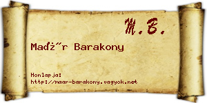 Maár Barakony névjegykártya